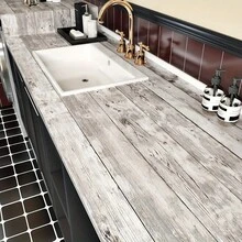 1 Roll Wood Grain Contact Paper, Self-Adhesive Removable Wallpaper, Stain Resistant, Heat Resistant, Waterproof, Oil Proof, Home Decor For Kitchen, Living Room, Wall Background - B-Grey - View 6