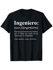 Funny Gift For Engineers (Spanish Shirt) Men's Black T-Shirt, Funny Graphic T-Shirt With Phrase, Soft, Comfortable And Breathable Casual Crew Neck T-Shirt For Weekend Activities, Ideal Gift, Collectible T-Shirt, Loose And Comfortable - Back - View 6