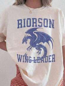 Wingleader Women's T-Shirt, Fourth Wing T-Shirt, Bookish Merch, Booktok, Onyx Reader, Violence Shadow Daddy, Onyx Book Merch, Streetwear Style, Comfortable Cotton Crew Neck T-Shirt, Fashionable Women's Clothing, T-Shirts, Clothing, White Top, Graphic T-Shirt, Suitable For Gym, Workouts, Daily Casual Wear And Urban Style. Women's T-Shirts - 白色 - 查看 7