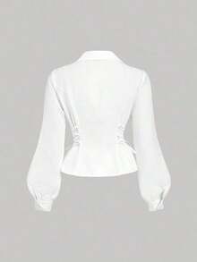 MOD Blusa blanca elegante con mangas de farol y cintura anudada, simple y versátil para el trabajo y el transporte, blusas elegantes para mujeres, camisa con lazo, blusa blanca con lazo delantero, blusas blancas elegantes, camisas y blusas, camisa con lazo, vintage, retro, estilo de dinero antiguo, blusas casuales para mujeres, blusas elegantes para mujeres, blusas de trabajo para mujeres, blusa ajustada, estilo baddie, vestido de San Valentín para mujeres, mujeres de primavera, vestido de San Valentín para mujeres, mujeres de primavera, vacaciones de verano, blusas para mujeres de fiesta - Blanco - Ver 2