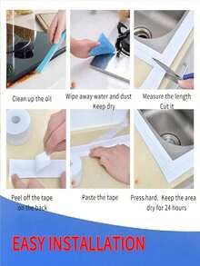 1 Roll Self-Adhesive Waterproof Mold-Proof Caulk Tape, High Viscosity Oil-Resistant PVC Sealing Strip, Moisture-Proof Seam Sticker For Kitchen Bathroom Toilet Bathtub Sink Tile Corner Edge Line - Multicolor - View 5
