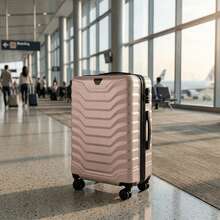 W WINGS مجموعة أمتعة عائلية كبيرة أو حقيبة سفر 14 بوصة 16 18 20 24 28 بوصة ABS+ | قفل مركب، مقبض تلسكوبي، جودة عالية، عجلات دوارة 360° - وردي - مشاهدة 4