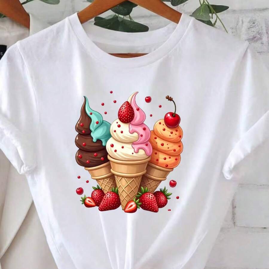 Printed T-Shirt For Men And Women - White - View 1