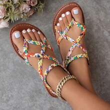 Dép xăng đan đế bằng kiểu dáng châu Âu và Mỹ đơn giản, họa tiết da báo Bohemian, thích hợp cho nữ, đi chơi nhà, dự tiệc, đi biển. Thiết kế mũi dép bóng bẩy, đế chống trượt, mang lại cảm giác thoải mái. - vàng - Xem 7