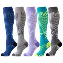 5 Pasang Kaos Kaki Kompresi, Kaos Kaki Setinggi Lutut yang Bernapas untuk Perawat, Wanita & Pria, Cocok untuk Lari, Bersepeda, Mendaki, Perjalanan Penerbangan - MultiWarna - View 14
