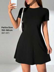 Vestido De Mujer A-línea Con Mangas Cortas - Negro - Ver 7