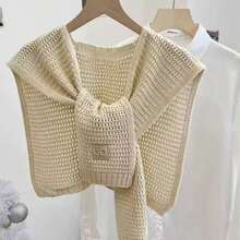 1pc Solid Color Detachable Collar, Minimalist Shirt Collar - Mocha Brown - View 8