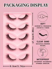 5 pares de pestañas postizas W55, estilo europeo y americano rizado y estereoscópico, que crean fácilmente un maquillaje de ojos de gato mixto natural, grado de rizado D, 5 pares, longitud mixta de 6-14 mm, ajuste natural a la forma del ojo. Material ligero y amigable con la piel, reutilizable, fácil para principiantes, ahorra tiempo de maquillaje DIY, adecuado para el transporte diario, citas, salidas, gran regalo para novias y días festivos. - Negro - Ver 8