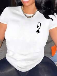 1 Women's Casual Short Sleeve T-Shirt, 100% Thick Cotton - Comfortable, Soft And Pretty Round Neck, 180g 100% Cotton. - 白色 - 查看 1