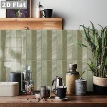 15x30厘米绿色大理石纹瓷砖贴纸 | 适用于标准尺寸的防溅板，复古石材外观 - C - 查看 2