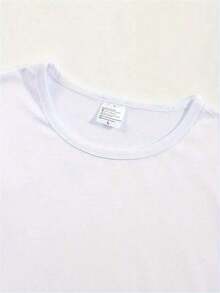 Women's 100% Cotton One-Piece T-Shirt With English Letter Print, Round Neck, Short Sleeve Casual Sporty Style For Spring And Summer, Breathable Cotton T-Shirt For Women, Goes With Everything. - 白色 - 查看 4