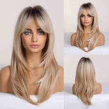 Gradient Gray Layered Women's Synthetic Wig - 漸變鉑金 - 查看 3