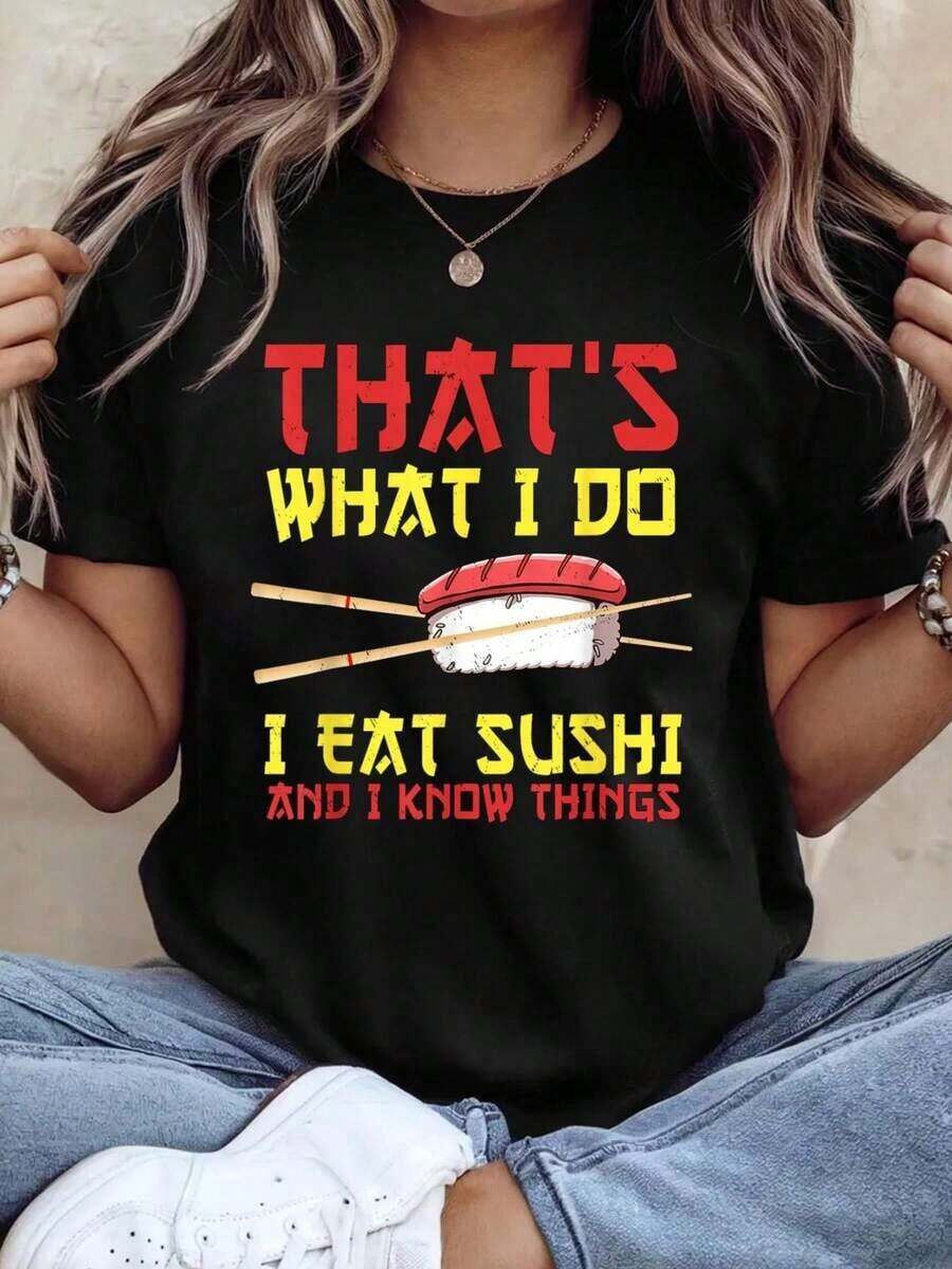 Funny T-Shirt With A Design For Japanese Sushi Lovers - Black - View 1