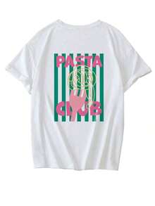 Women's Loose-Fitting T-Shirt With A Round Neck And Exquisite Print. Soft And Breathable Fabric, Comfortable To Wear, And Short Sleeves. Casual And Relaxed Fit, Versatile Style. Made From High-Quality 100% Pure Cotton (200 G). - 白色 - 查看 4