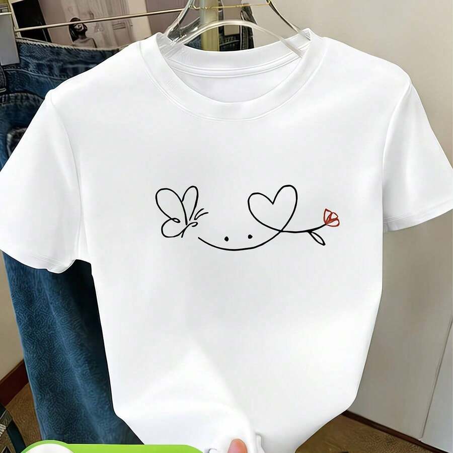 Women's T-Shirt With Minimalist Bear Design And Text - 白色 - 查看 1