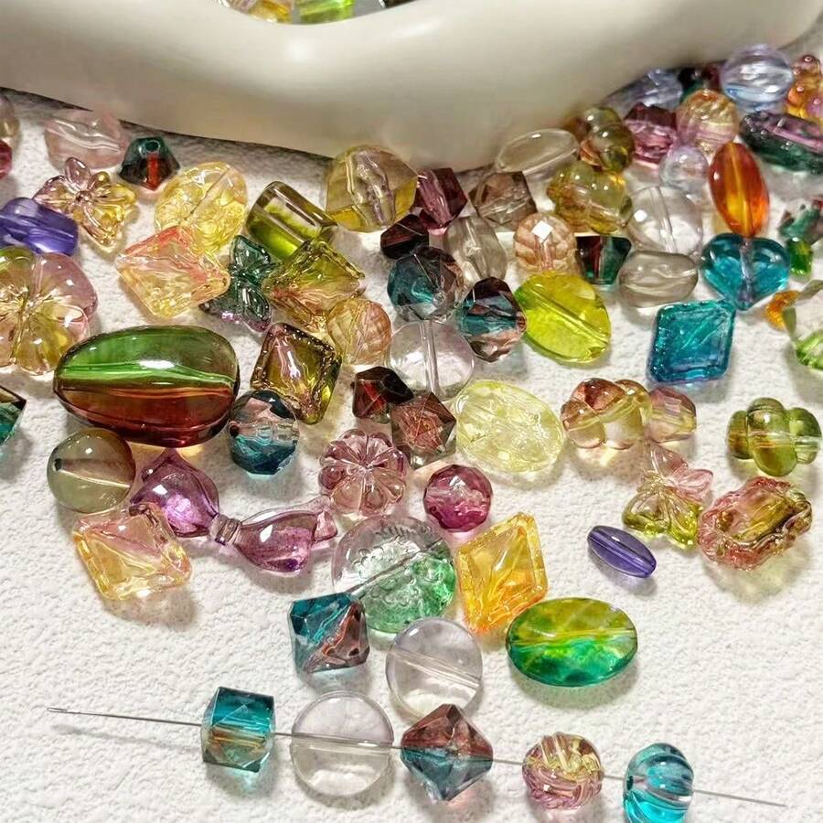 30克高档奢华串珠DIY手工混色复古风小众项链手链发夹耳环设计材料批发现货多用途穿孔发链、穿孔鞋链、手机链设计 - 彩色 - 查看 1