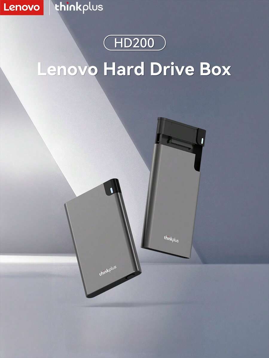 Lenovo Hard Drive Case, 6GBps High-Speed Transmission, Driver Free Design, 2.5-Inch SATA Protocol Portable Hard Drive Enclosure, Fast Heat Dissipation, High-Performance Hard Drive Case, Compatible With Multiple Devices - Grey - View 1
