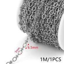 1m 304 Stainless Steel 18K Gold Plated Textured Chain, Mixed Oval And Barrel Chain Links, Suitable For DIY Jewelry Making - Chain - View 9