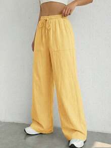 de pierna ancha con cintura de cordón - amarillo ganso - Ver 2