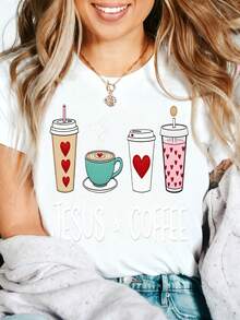 Heartfelt Teacher Appreciation Graphic T-Shirt 100% Cotton Oversized Soft Breathable Casual Crewneck Short Sleeve Top Thank You Teacher Best Teacher Educators Teachers School Staff Gift Givers Cute Aesthetic - 白色 - 查看 5