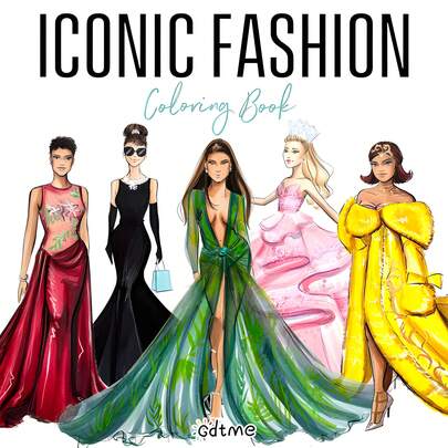 GDTME Iconic Fashion Coloring Book: A Collection Of Pop Culture's Most Legendary Looks, 24 Pages Of 120g Thick Paper, A Gift For Fashion Lovers, A Birthday Gift For Women, A Back-To-School Season Gift, Stationery.
