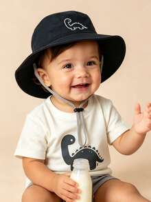 Infant Baby Toddler Dinosaur Print Bucket Cap Scratch Rope Bucket Hat Children's Adjustable Hat For Kids Girl Boy For Daily Casual Wear 0-4 Years - Multicolor - View 4
