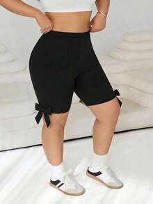 Pantalones Cortos de Compresión de Talla Grande  Negros de Secado Rápido y Refrigeración - Negro - Ver 3
