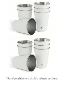 Meoky 1/4/6个装不锈钢品脱杯，金属饮水杯，不易碎，可堆叠，适合成人、酒吧、家庭、餐厅、旅行、野餐、露营、户外活动 - 白色-6pc - 查看 3