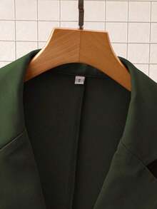 Chaqueta de chaleco casual y holgada de unicolor con solapa, para la temporada de otoño - Verde militar - Ver 5