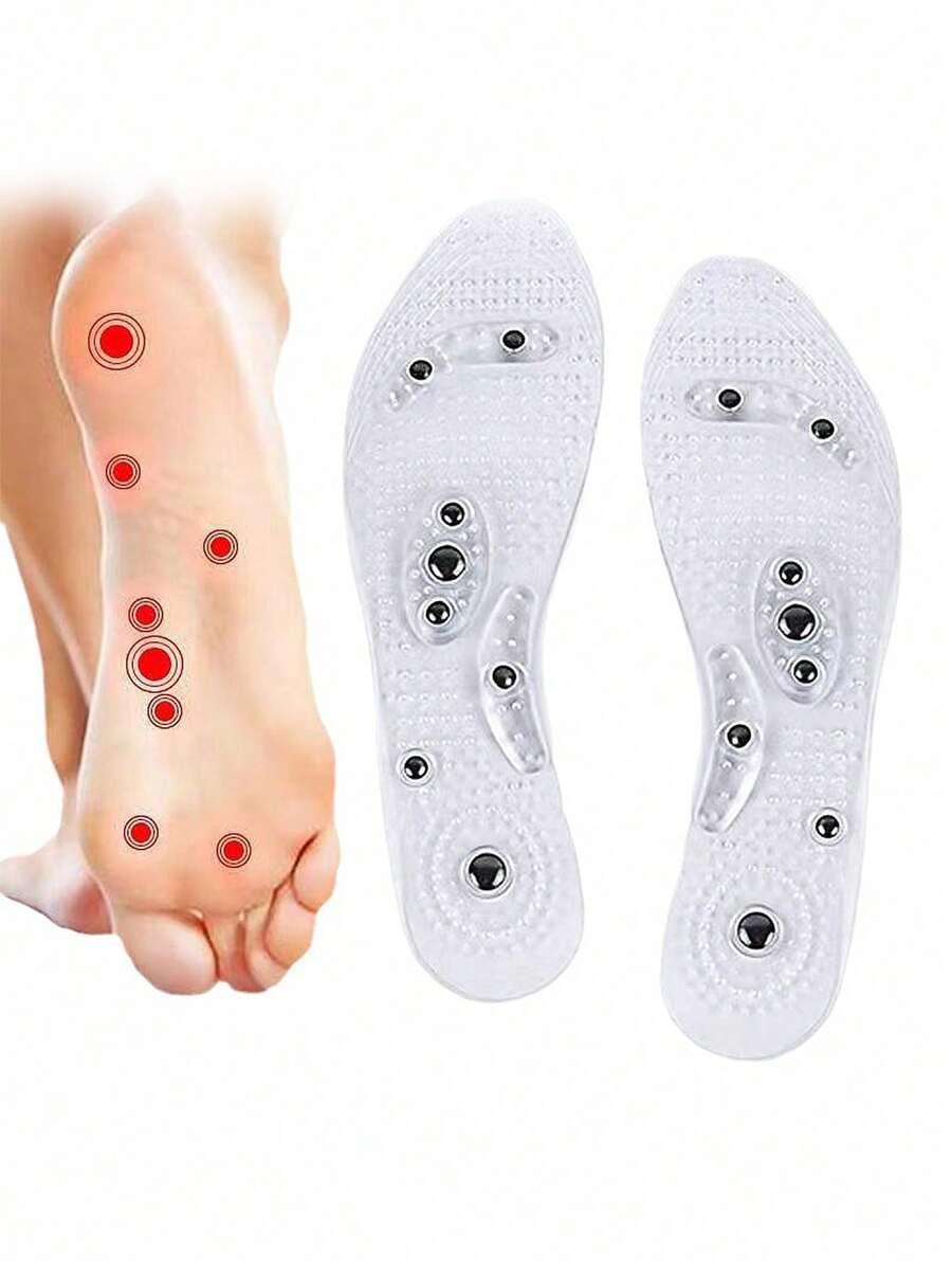 1 đôi lót giày massage từ tính trong suốt, thoáng khí, mềm mại, dài đến mắt cá chân, phù hợp với giày cao gót, dép xăng đan và nhiều loại giày khác. - Trong sáng - Xem 1