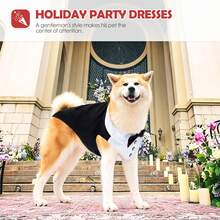 Colete de Esmoquim Preto para Cachorro com Gravata Borboleta, Terno Formal para Festa de Casamento para Cachorros Pequenos/Médios - Preto - Visão 7