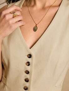 Elegante blusa marrón con cierre de botones delantero y cintura ceñida, elegante y ajustada a la cintura, blusa elegante para mujer, blusas elegantes para mujer, sencilla y elegante, adecuada para uso diario, salir, ir al trabajo, otoño/invierno, blusas marrones para mujer, blusa color caqui, blusa marrón café - Albaricoque - Ver 7