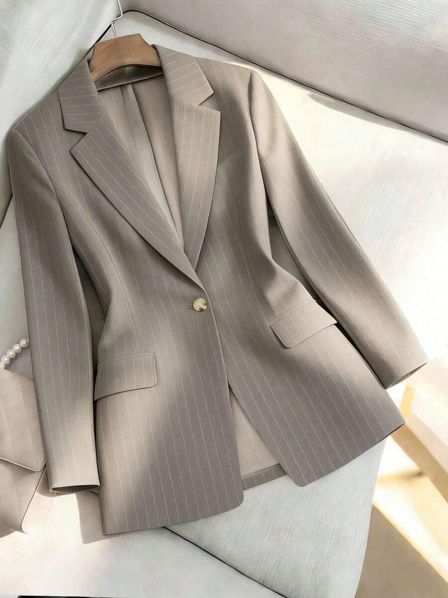Blazer casual de unicolor para mujer - Marrón Mocha - Ver 1