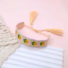 1 pieza Pulsera trenzada elegante y linda hecha a mano con bordado de limón, tamaño ajustable, borla vintage, adecuada para fiesta, viaje, uso bohemio - Multicolor - Ver 3