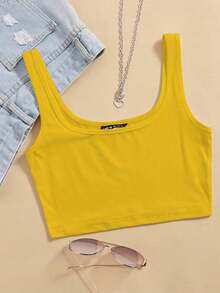 Top tank corto unicolor - Amarillo - Ver 6