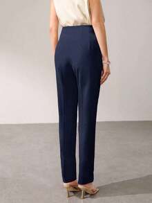 PREMIUM PANTALONES DE TRAJE AJUSTADOS CON COSTURA DELANTERA PARA MUJER - Azul marino - Ver 4