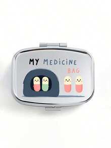 Square Pill Box, Printed With Capsule, Tablet, Letter And Bottle Patterns; Portable Medication Storage Compartment; Mini Metal Storage Box; Portable Jewelry And Pill Box; Travel Pill Box; Large Capacity Compartment; Weekly Medication Organizer; Suitable For Daily Medication And Vitamins; Essential For Doctors And Nurses; Emergency Needs; Travel; Hiking Emergency Rescue; Personalized Creative Gift With Cartoon Logo - A - View 14
