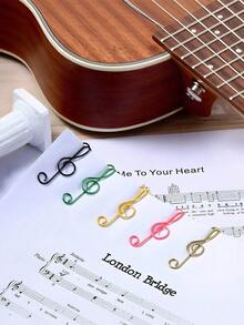 20pcs Colorful Music Note Shaped Paper Clips, Mixed Colors, Music Themed Office Supplies, Suitable For Bookmarks, Office, Study Notebooks, Back To School Essential File Organizers, Music Note Shaped Clips, Creative Treble Clef Paper Clips, Colorful Music Theme Student Notebook Clips - Multicolor - View 2