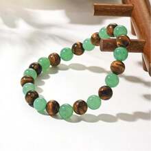 1pc Arpurraina Money Attraction Bracelet With Green Aventurine & Tiger Eye -    Blue Friendship Bracelet Beaded  Jewelry Bracelet Encouragement Fashion Artificial Bracelet  Of   Day Colorblock Beaded Bracelet - Multicolor. - View 4
