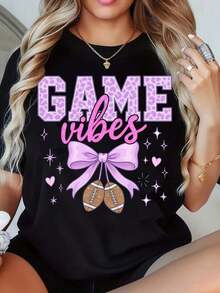 Women's Casual T-Shirt With Pink Leopard Print, Sporty Style, For Soccer Fans, Ideal For Sporting Events, Parties And Festivals, 100% Cotton, Durable - 黑色 - 查看 7