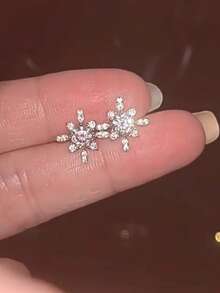 ConiiW 1 Đôi bông tai bạc 925 đính đá Moissanite 0.5 carat, kiểu dáng unisex, quà tặng ngày Valentine - Bạc - Xem 3