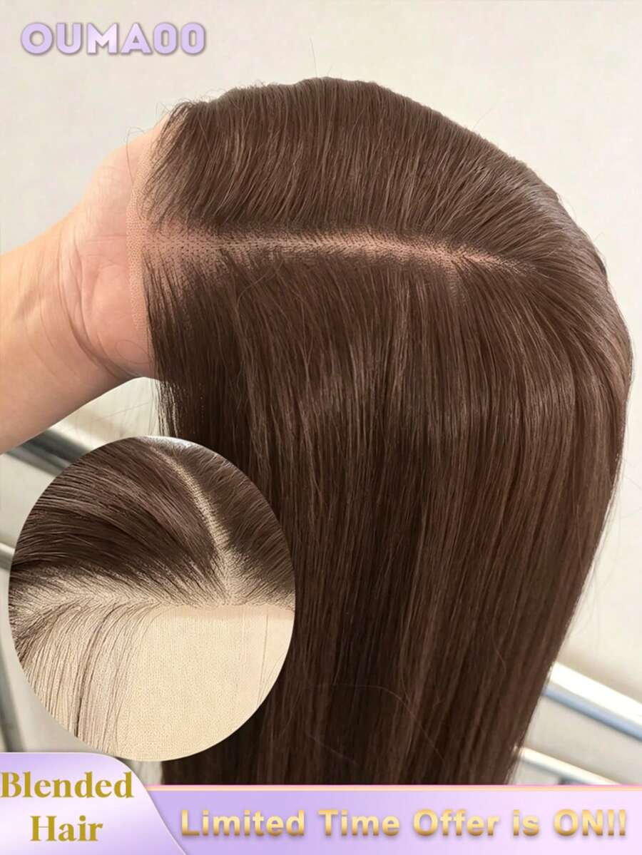 200% 超高密度顺滑直发假发 - 13x6 高清透明蕾丝前额真人发混纺，预先拔毛，无需胶水，女士专用，自然黑色，超浓密丝滑造型，无需胶水，即戴即用