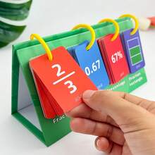 Lachilly Fraction Decimal Percentage Conversion Flash Cards | Educational Math Manipulatives With Visual Fraction Circles, Elementary Homeschool Math Learning Aids For Kids - Multicolor - View 4