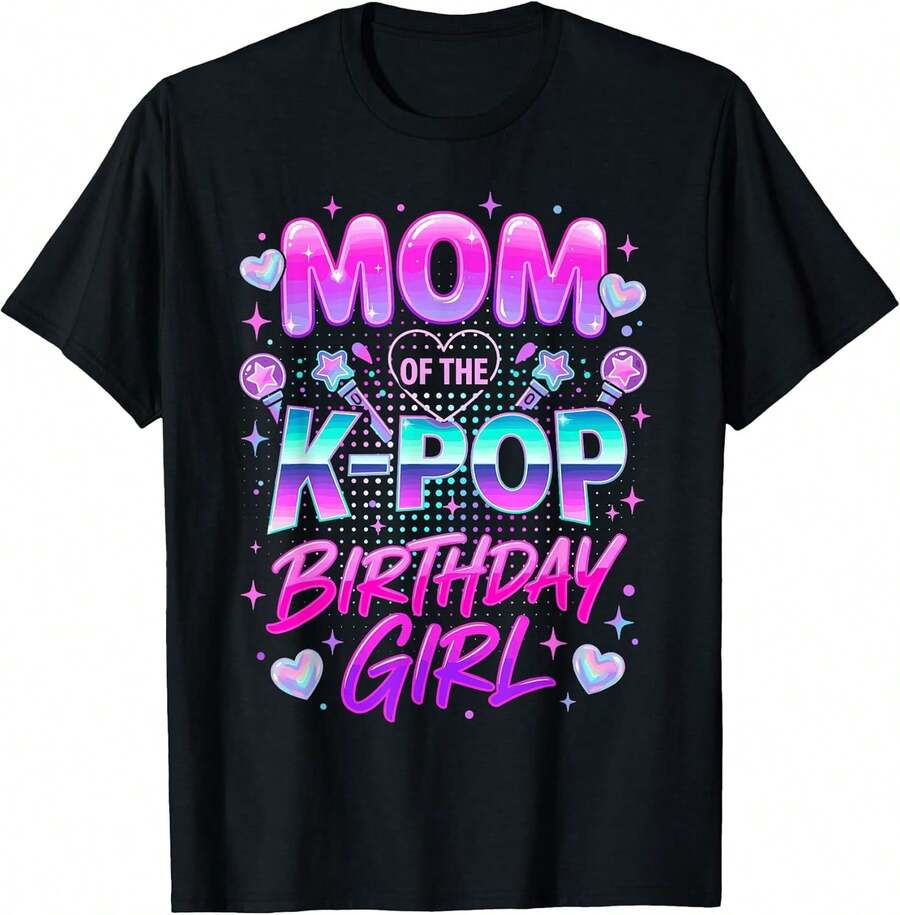 Camiseta para la madre de una chica fanática del K-pop y amante de la música coreana, blusas para mujer, playeras de mujer, tops de mujer, top, playeras, unisex. - Negro - Ver 1