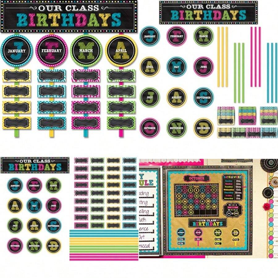 Teacher Created Resources Chalkboard Brights Our Class Birthdays Mini Bulletin Board 5506 - Varios colores - Ver 1