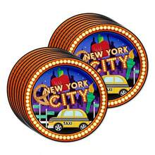 New York City NYC - Juego de suministros para fiesta de cumpleaños para 16 unidades - Azul Y Blanco - Ver 3