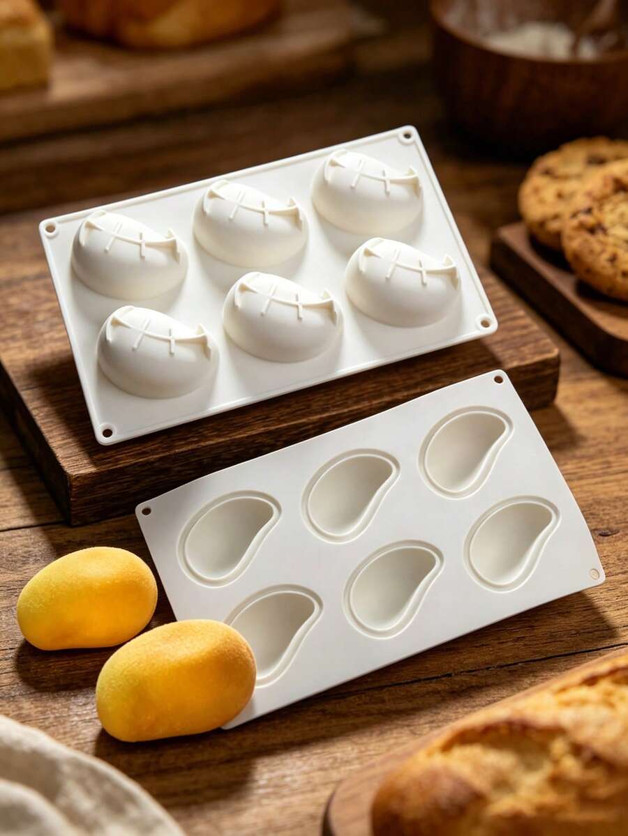 1 pieza Molde de silicona con forma de mango para postre mousse, DIY 6 filas o 10 filas, molde para helado de mango, chocolate, accesorios de cocina para el hogar, cajas para pasteles, bandeja de aperitivos. - Multicolor - Ver 1
