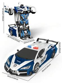 1pc Remote Control Police Car, Transforming Toy Car Robot, One-Key Transformation To Robot With Flashing Lights, Remote Control Car (Suitable For 3-6 Year Old Boys), 2.4GHz Remote Control Car, Remote Control Car That Can Transform Into Robot, Police Car With Lights, Supports 360° Rotation, Automatic Demonstration, 1:18 Scale Transforming Police Car Children's Toy, Transforming Remote Control Racing Car, Suitable For 3-4-5-6-7-8-9-10-11-12 Year Old Boys And Girls Children's Day Gift/Birthday Gift/Christmas/Halloween/Easter/Thanksgiving/Valentine's Day - Multicolor - View 11