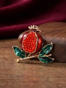 Luxury Rhinestone Pomegranate Brooches - Fruit Pins For Women Unisex Casual Party Jewelry Accessories / Friends Gifts Badges Decoration - Pomegranate - View 19