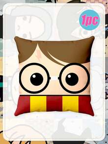 Harry Potter Wizarding World Sofa Cushion Cover, Cute Chibi Character & Icon Print Cushion Cases For Fans,Celebrate Your Love For The Wizarding World With These Adorable Harry Potter Pillow Covers, Featuring Whimsical Chibi-Style Characters And Iconic Symbols From The Series. - Pillowcase - View 7